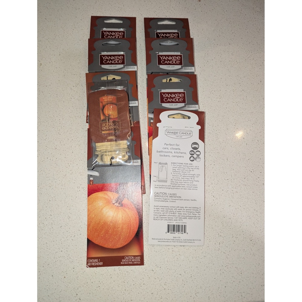 Yankee Candle Car Jar Air Freshener 8 Pack Orange Spiced Pumpkin Scent - Picture 3 of 4